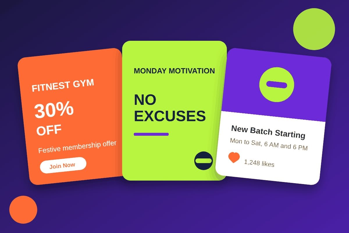 Social media post designs for a gym, Varanasi