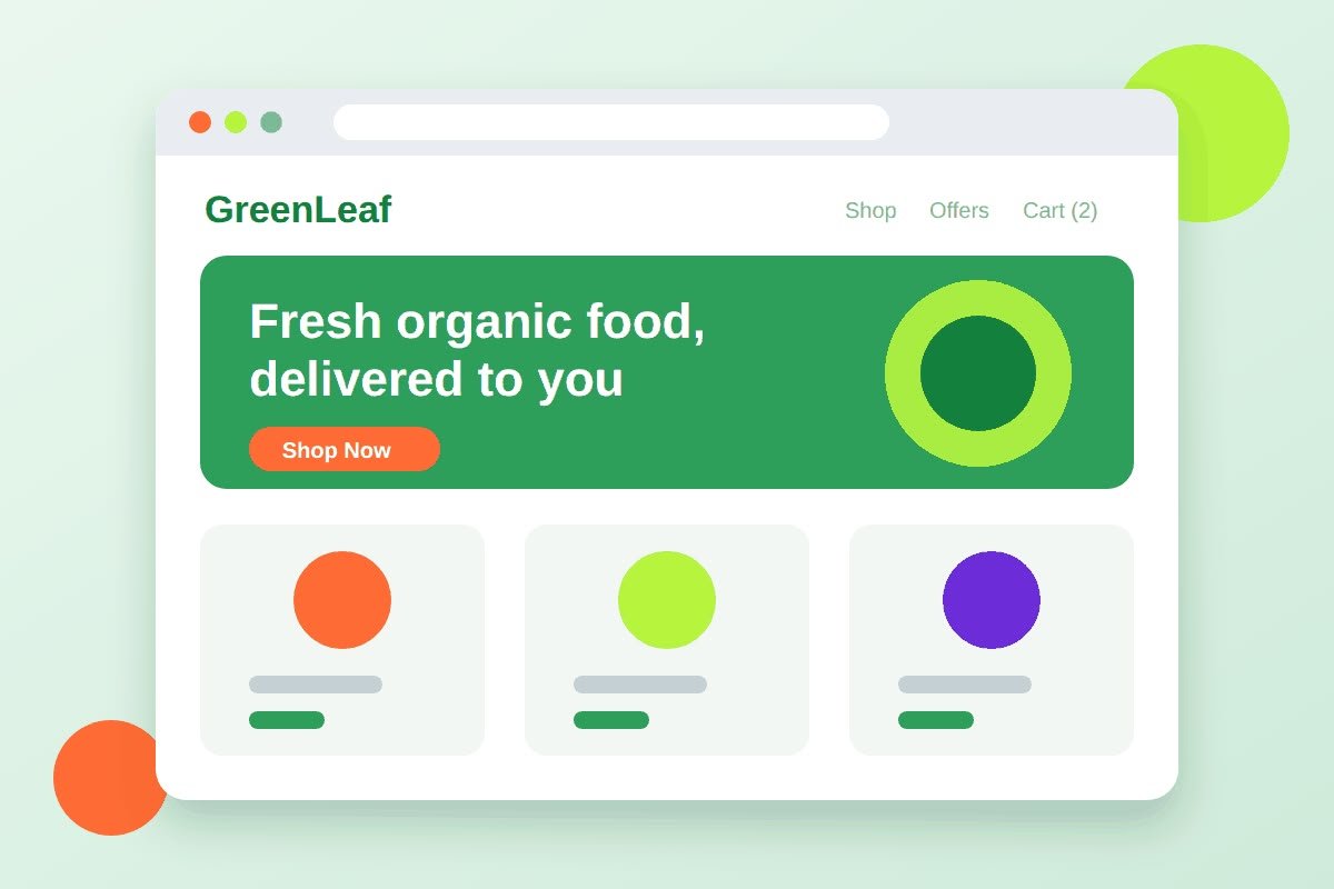 E-commerce website design for an organic food store, made in Varanasi